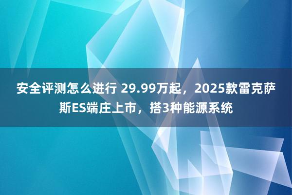 安全评测怎么进行 29.99万起，2025款雷克萨斯ES端庄上市，搭3种能源系统