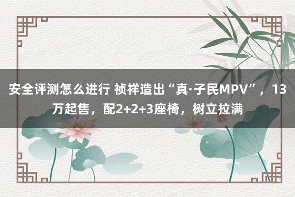 安全评测怎么进行 祯祥造出“真·子民MPV”，13万起售，配2+2+3座椅，树立拉满