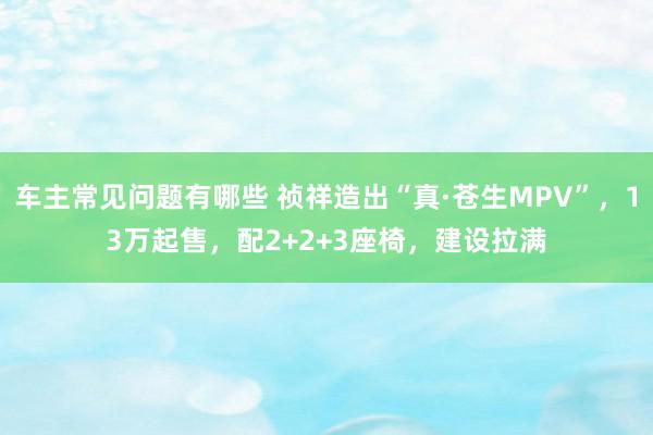 车主常见问题有哪些 祯祥造出“真·苍生MPV”，13万起售，配2+2+3座椅，建设拉满