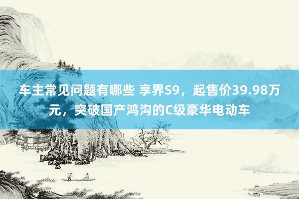 车主常见问题有哪些 享界S9，起售价39.98万元，突破国产鸿沟的C级豪华电动车