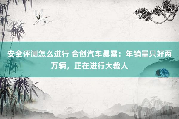 安全评测怎么进行 合创汽车暴雷：年销量只好两万辆，正在进行大裁人