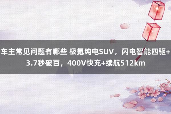 车主常见问题有哪些 极氪纯电SUV，闪电智能四驱+3.7秒破