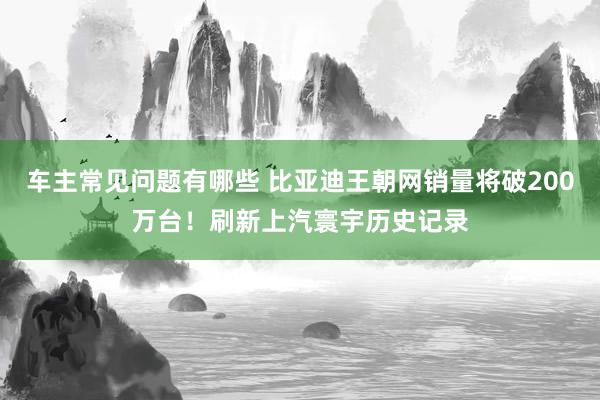 车主常见问题有哪些 比亚迪王朝网销量将破200万台！刷新上汽