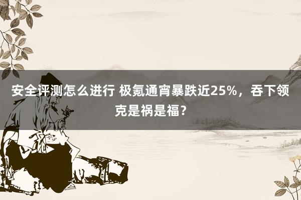 安全评测怎么进行 极氪通宵暴跌近25%，吞下领克是祸是福？