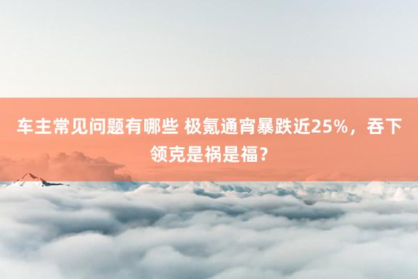 车主常见问题有哪些 极氪通宵暴跌近25%，吞下领克是祸是福？