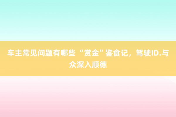 车主常见问题有哪些 “赏金”鉴食记，驾驶ID.与众深入顺德