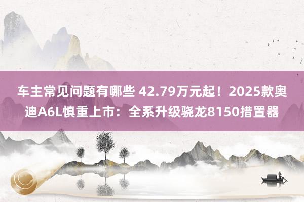 车主常见问题有哪些 42.79万元起！2025款奥迪A6L慎