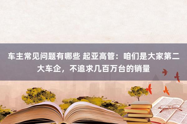 车主常见问题有哪些 起亚高管：咱们是大家第二大车企，不追求几百万台的销量