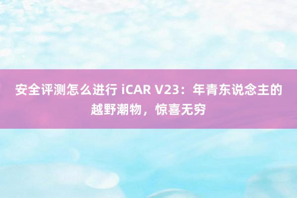 安全评测怎么进行 iCAR V23：年青东说念主的越野潮物，