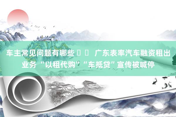 车主常见问题有哪些 		 广东表率汽车融资租出业务 “以租代