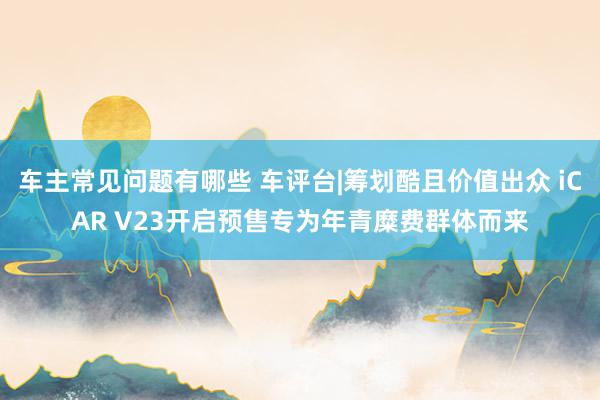 车主常见问题有哪些 车评台|筹划酷且价值出众 iCAR V23开启预售专为年青糜费群体而来