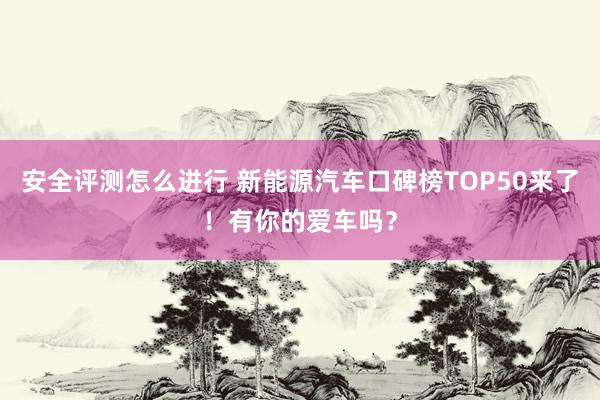 安全评测怎么进行 新能源汽车口碑榜TOP50来了！有你的爱车