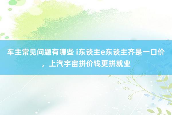 车主常见问题有哪些 i东谈主e东谈主齐是一口价，上汽宇宙拼价钱更拼就业