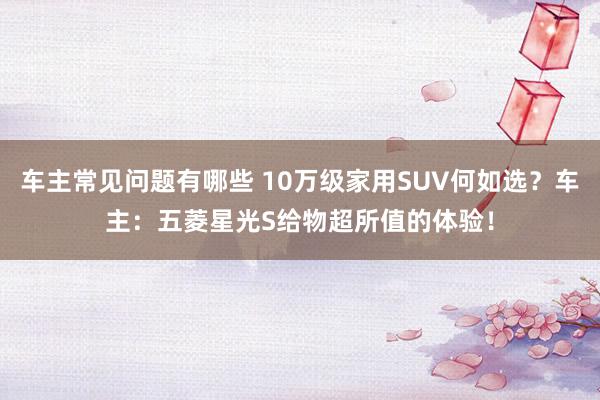 车主常见问题有哪些 10万级家用SUV何如选？车主：五菱星光S给物超所值的体验！