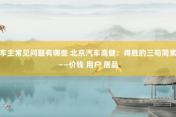 车主常见问题有哪些 北京汽车高健：得胜的三苟简素——价钱 用户 居品