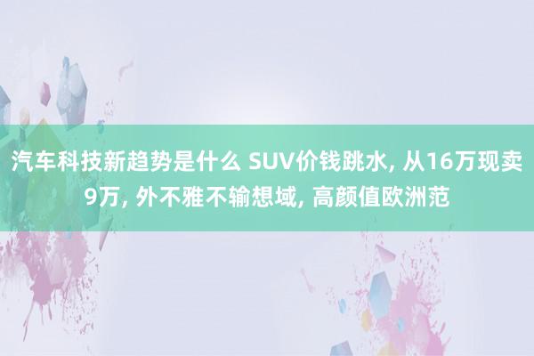 汽车科技新趋势是什么 SUV价钱跳水, 从16万现卖9万, 外不雅不输想域, 高颜值欧洲范