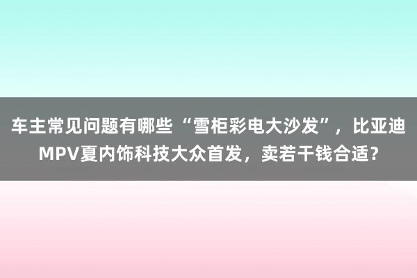 车主常见问题有哪些 “雪柜彩电大沙发”，比亚迪MPV夏内饰科技大众首发，卖若干钱合适？