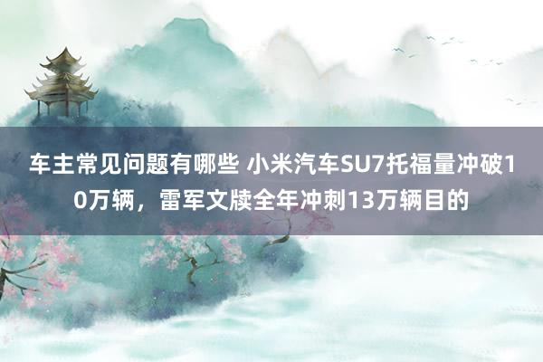 车主常见问题有哪些 小米汽车SU7托福量冲破10万辆，雷军文牍全年冲刺13万辆目的