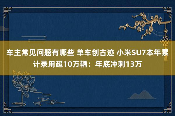 车主常见问题有哪些 单车创古迹 小米SU7本年累计录用超10万辆：年底冲刺13万