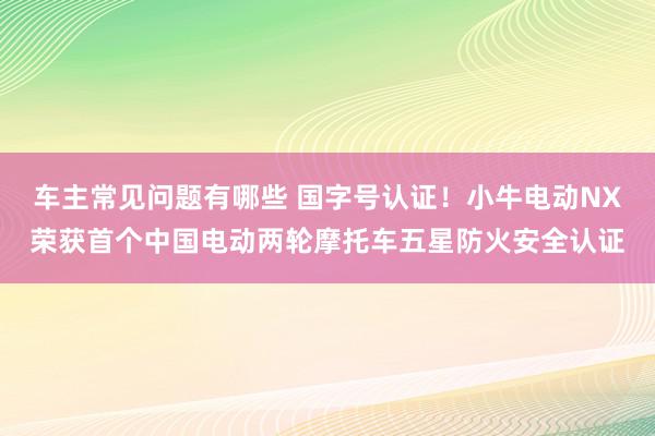 车主常见问题有哪些 国字号认证！小牛电动NX荣获首个中国电动两轮摩托车五星防火安全认证