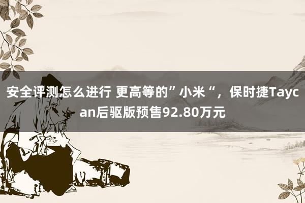 安全评测怎么进行 更高等的”小米“，保时捷Taycan后驱版